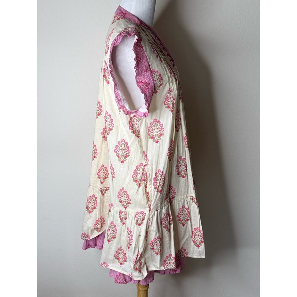 THML Anthropologie Pink Pintuck Sleeveless Floral Mini Dress - Picture 6 of 8